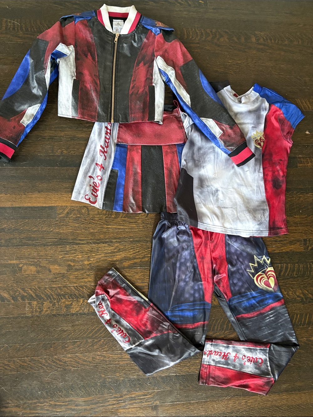 Licensed Girls' Decedents Red, Blue & Black Costume Set - Evie-inspired Outfit